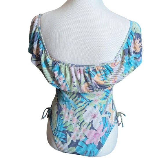 TiniBikini Swimwear Tropical Floral Ruffle Scallop One Piece Swimsuit XS - Picture 4 of 4